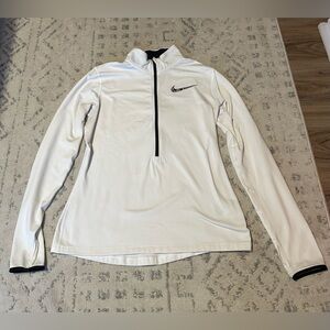 Women’s White with Black Details Quarter Zip Nike Pro Dri-Fit size Large